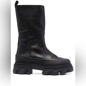 GANNI Tubular Chunky Platform Leather Cap Toe Calf High Boots
